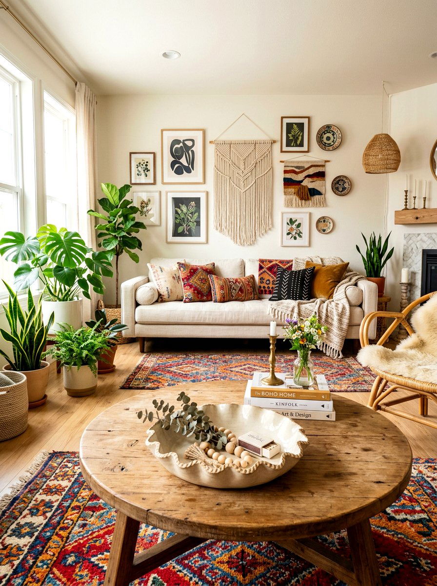 Scalloped edge ceramic bowl - 25 Spring Coffee Table Styling Ideas