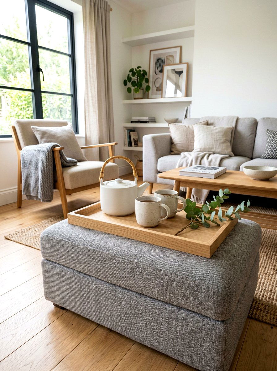 Scandi Living Room Tray - 25 Spring Ottoman Tray Ideas