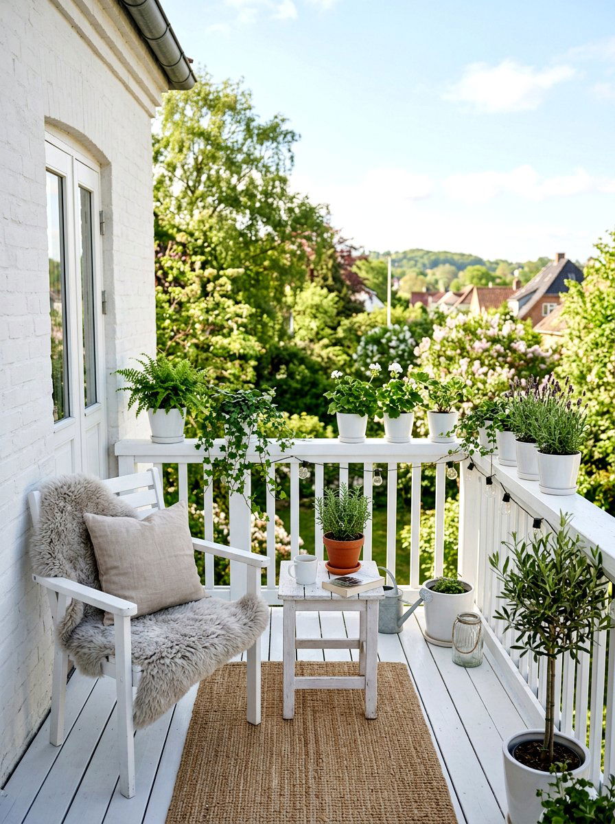 Scandi Style Balcony - 25 Balcony Spring Decor Ideas