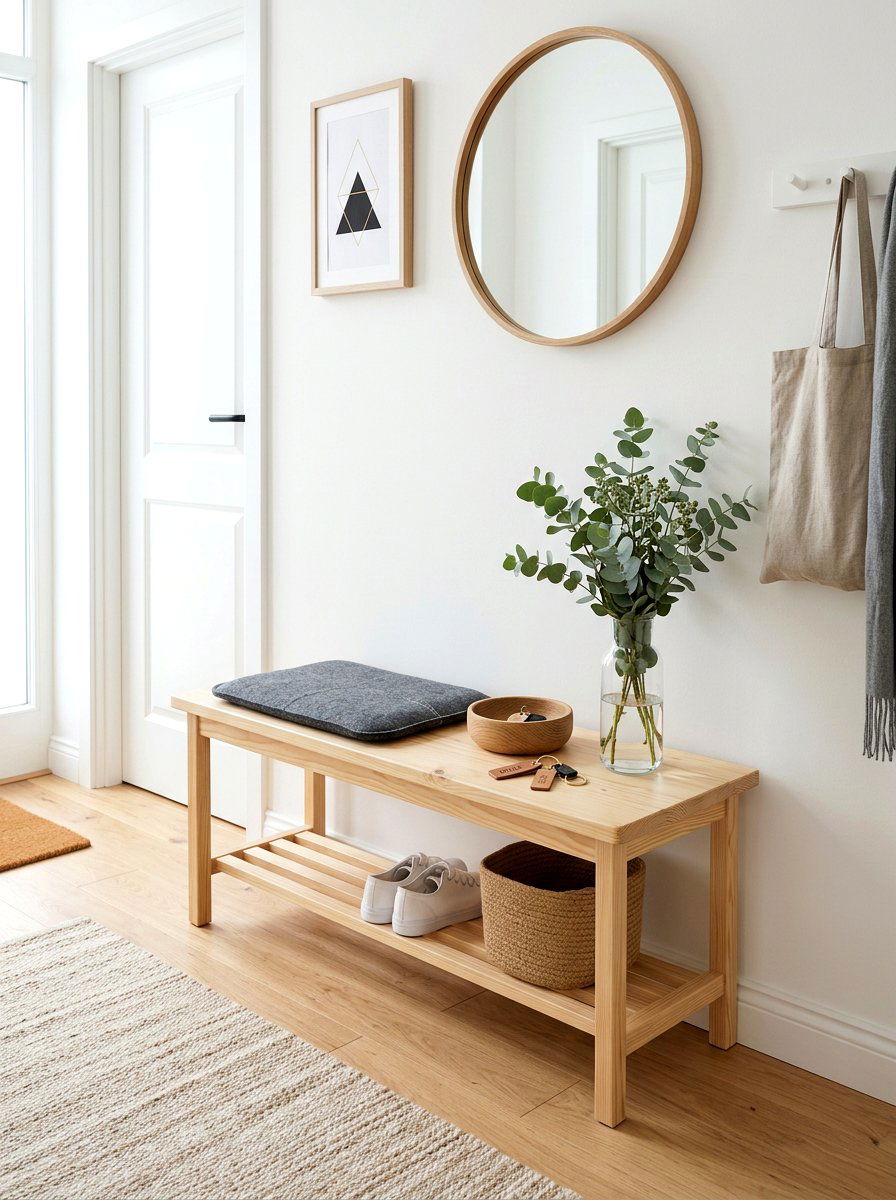 Scandi Style Entryway Bench - 25 Spring Entryway Bench Decor Ideas