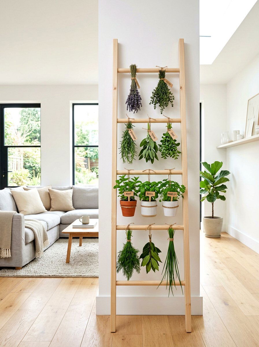 Scandi Style Herb Ladder - 25 Spring Herb Drying Rack Ideas