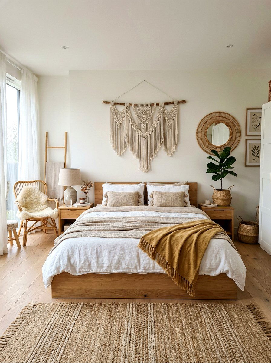 Scandi boho master bedroom - 25 Spring Organic Modern Decor Ideas