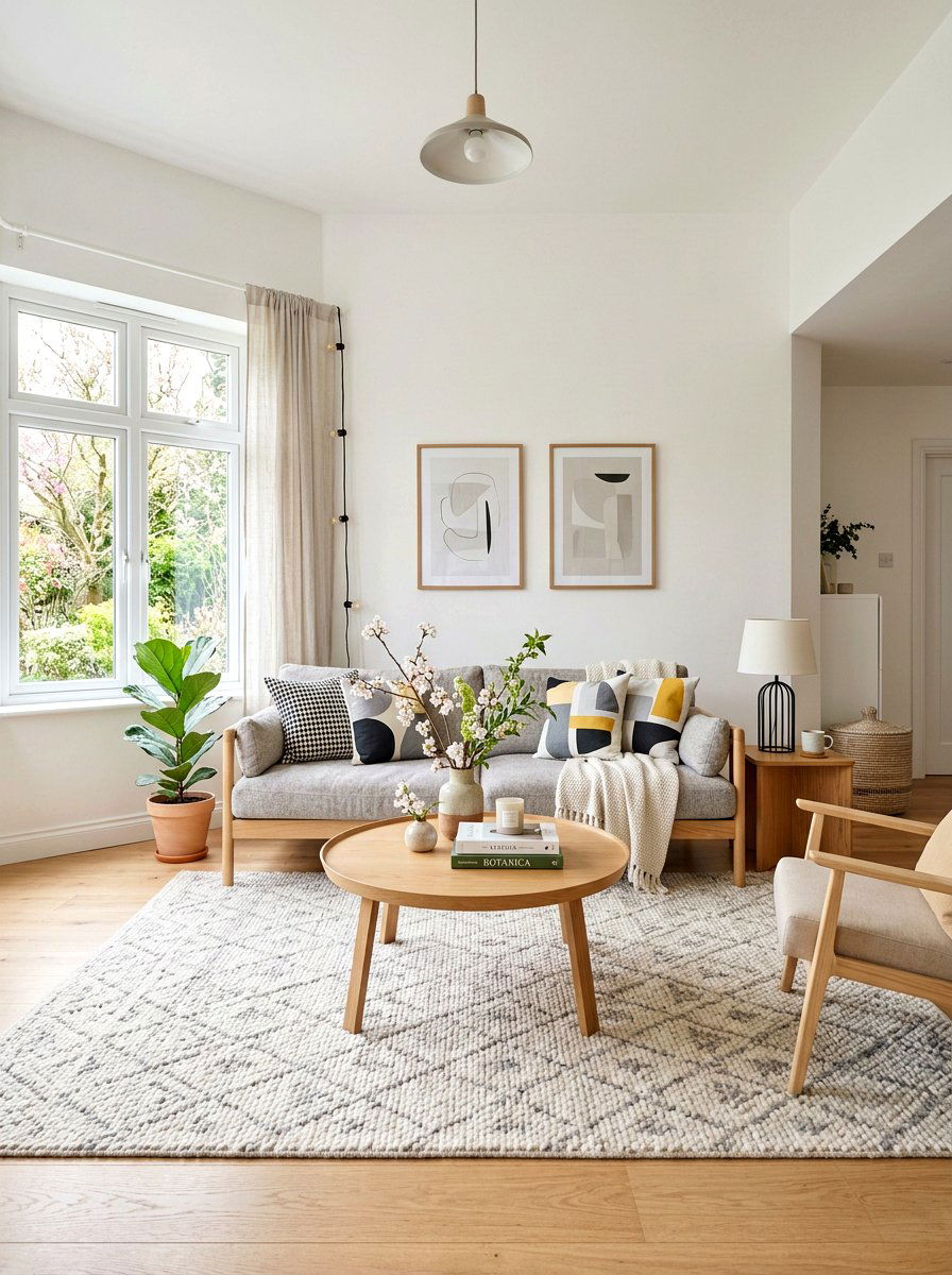 Scandi style spring living room - 25 Spring Sofa Styling Ideas