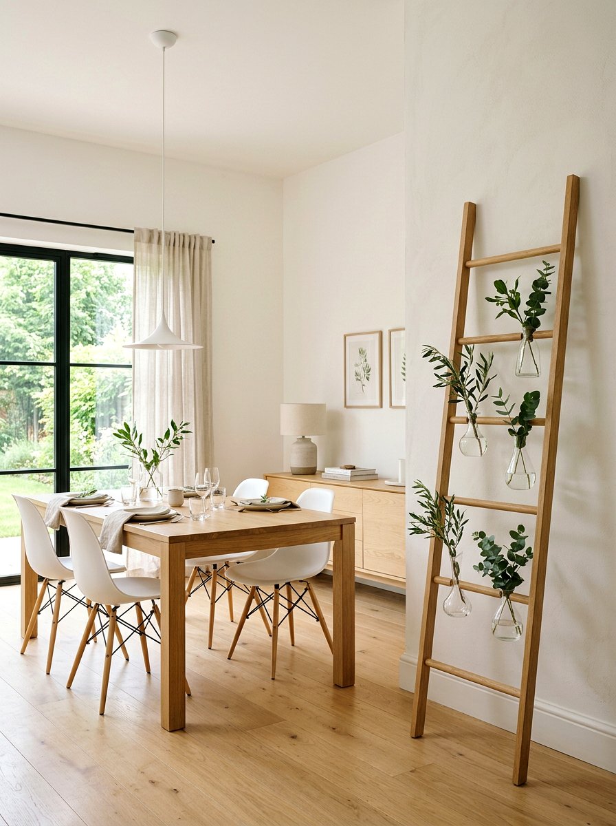 Scandinavian Dining Room Greenery - 25 Spring Ladder Decor Ideas