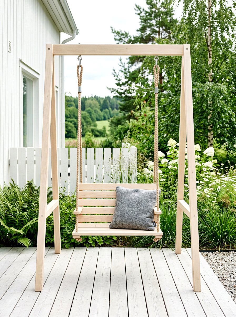 Scandinavian Minimalist Swing - 25 Spring Porch Swing Decor Ideas