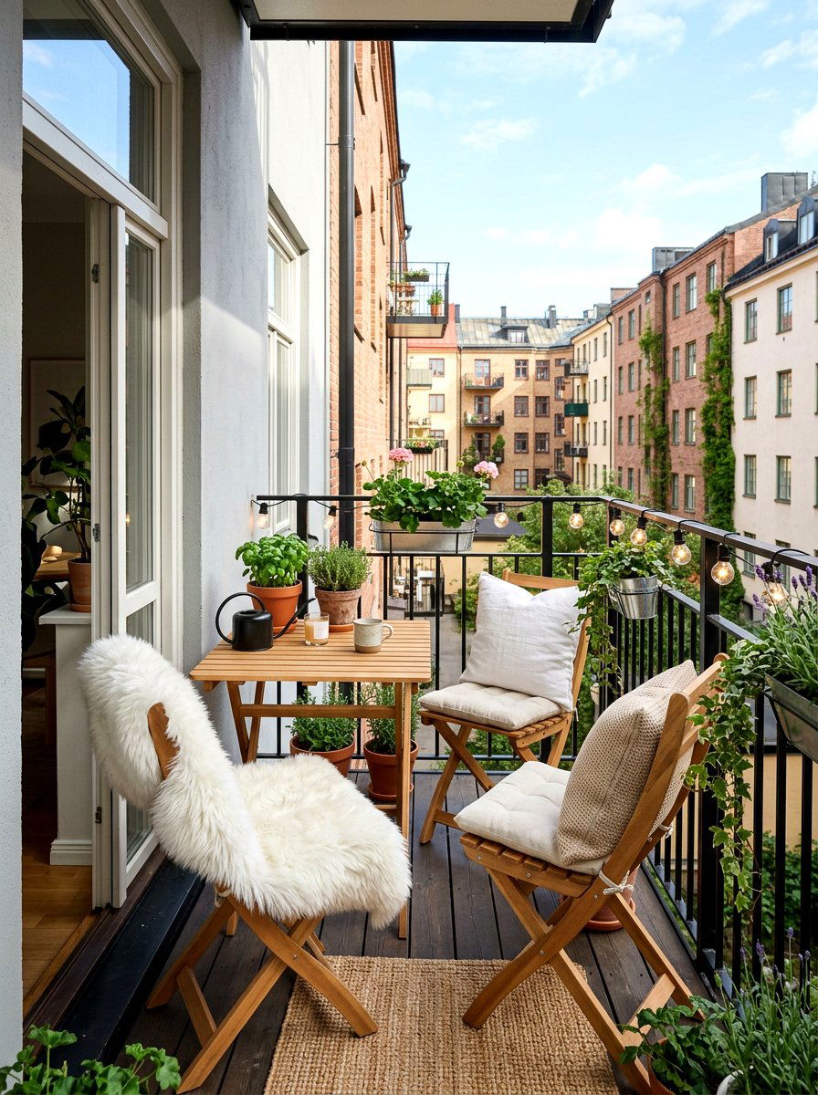 Scandinavian Small Balcony - 25 Spring Outdoor Dining Decor Ideas