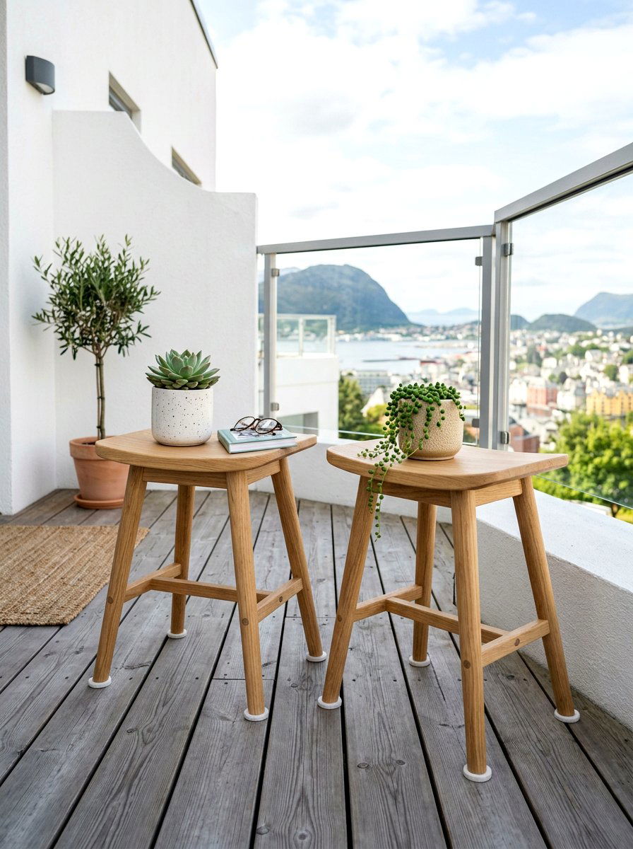 Scandinavian Style Stool - 25 Spring Balcony Seating Decor Ideas