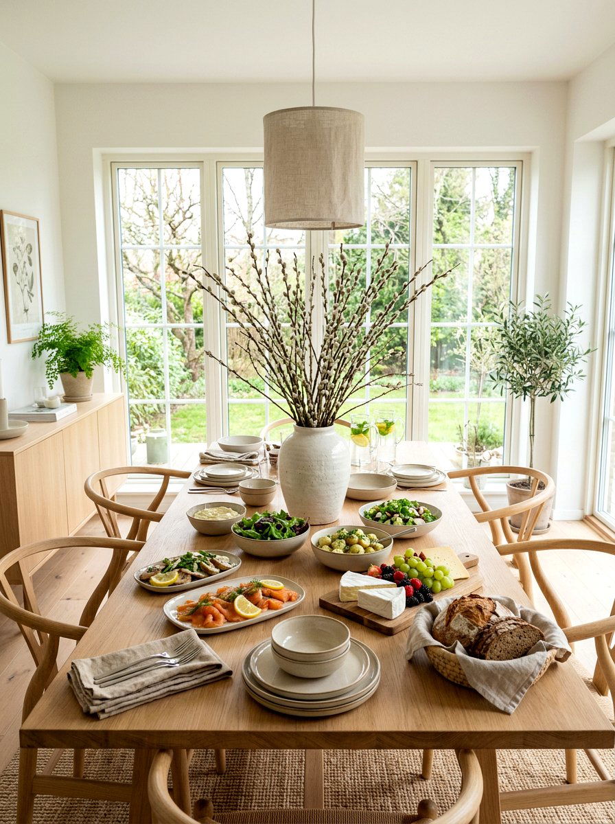 Scandinavian spring decor - 25 Spring Buffet Table Decor Ideas