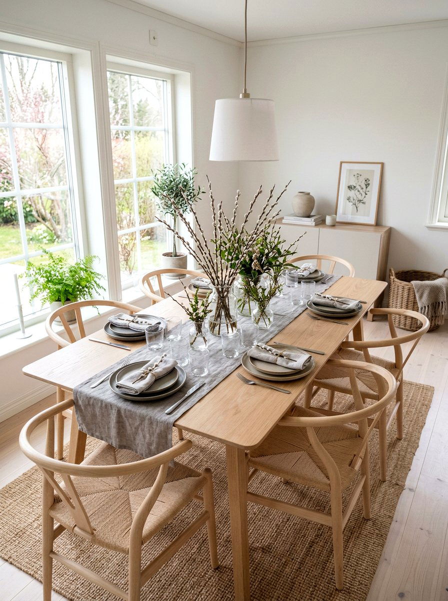 Scandinavian spring dining table - 25 Spring Mother's Day Table Ideas