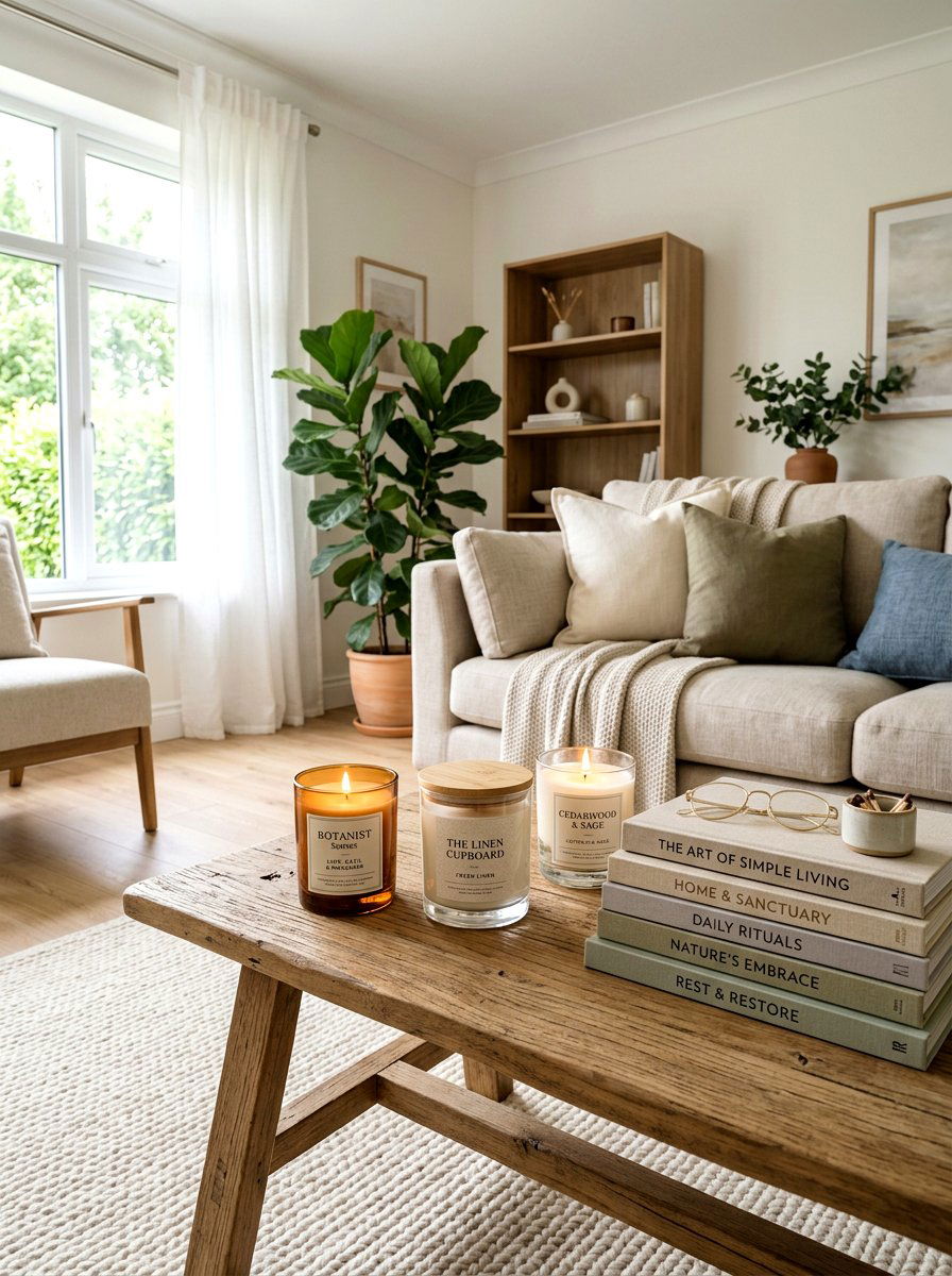 Scented floral candles - 25 Spring Coffee Table Styling Ideas