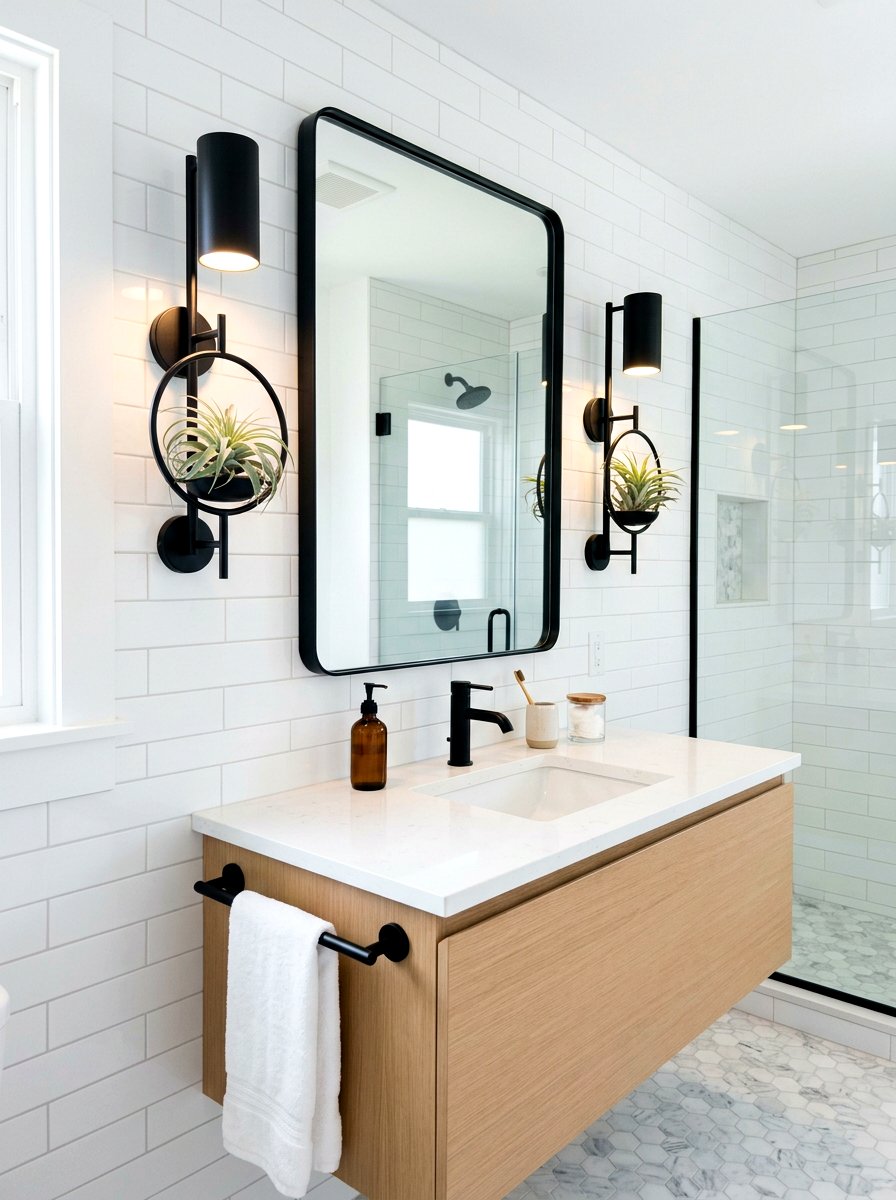 Sconce plant holder bathroom - 25 Spring Bathroom Plant Display Ideas