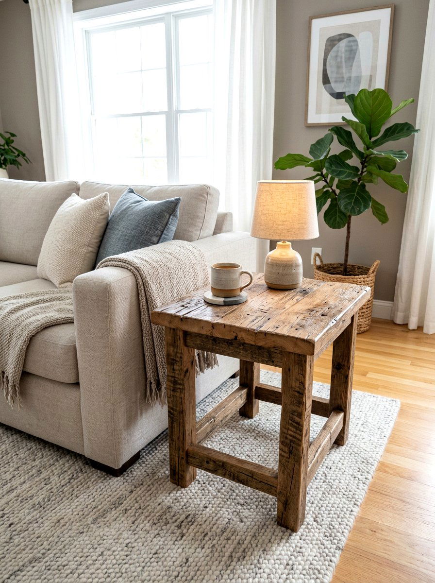 Scraped Wood End Table - 25 Spring Distressed Furniture Ideas