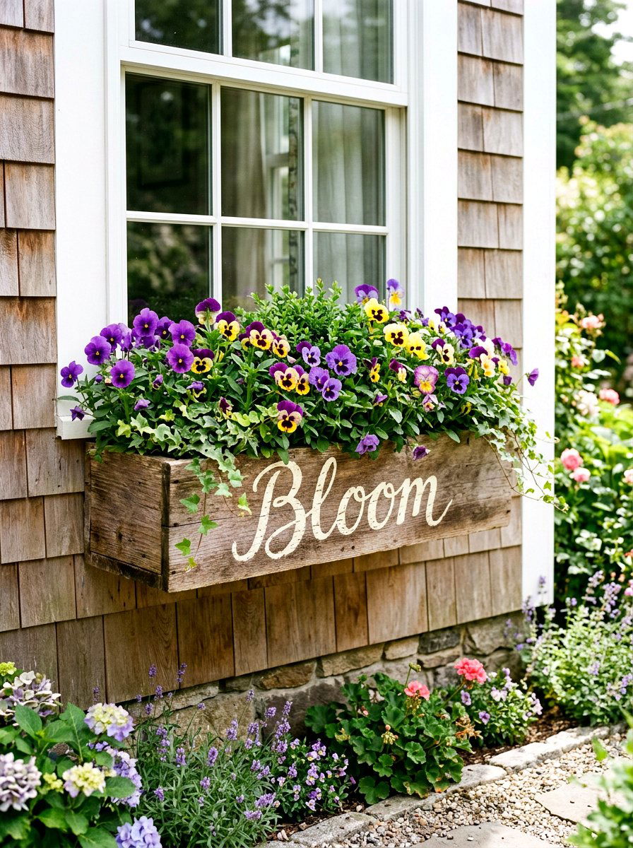 Scripted flower box - 25 Spring Calligraphy Decor Ideas