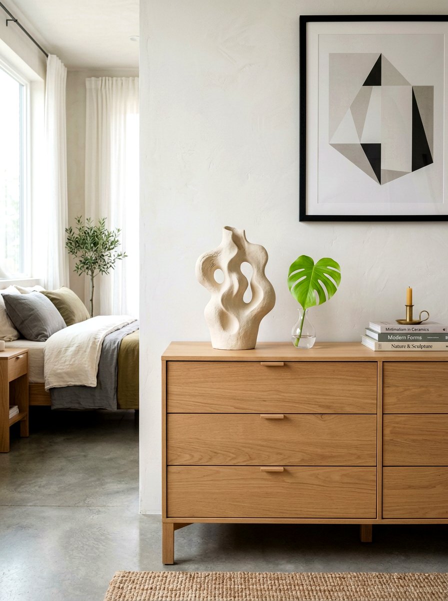 Sculptural Ceramic Piece - 25 Spring Dresser Top Decor Ideas