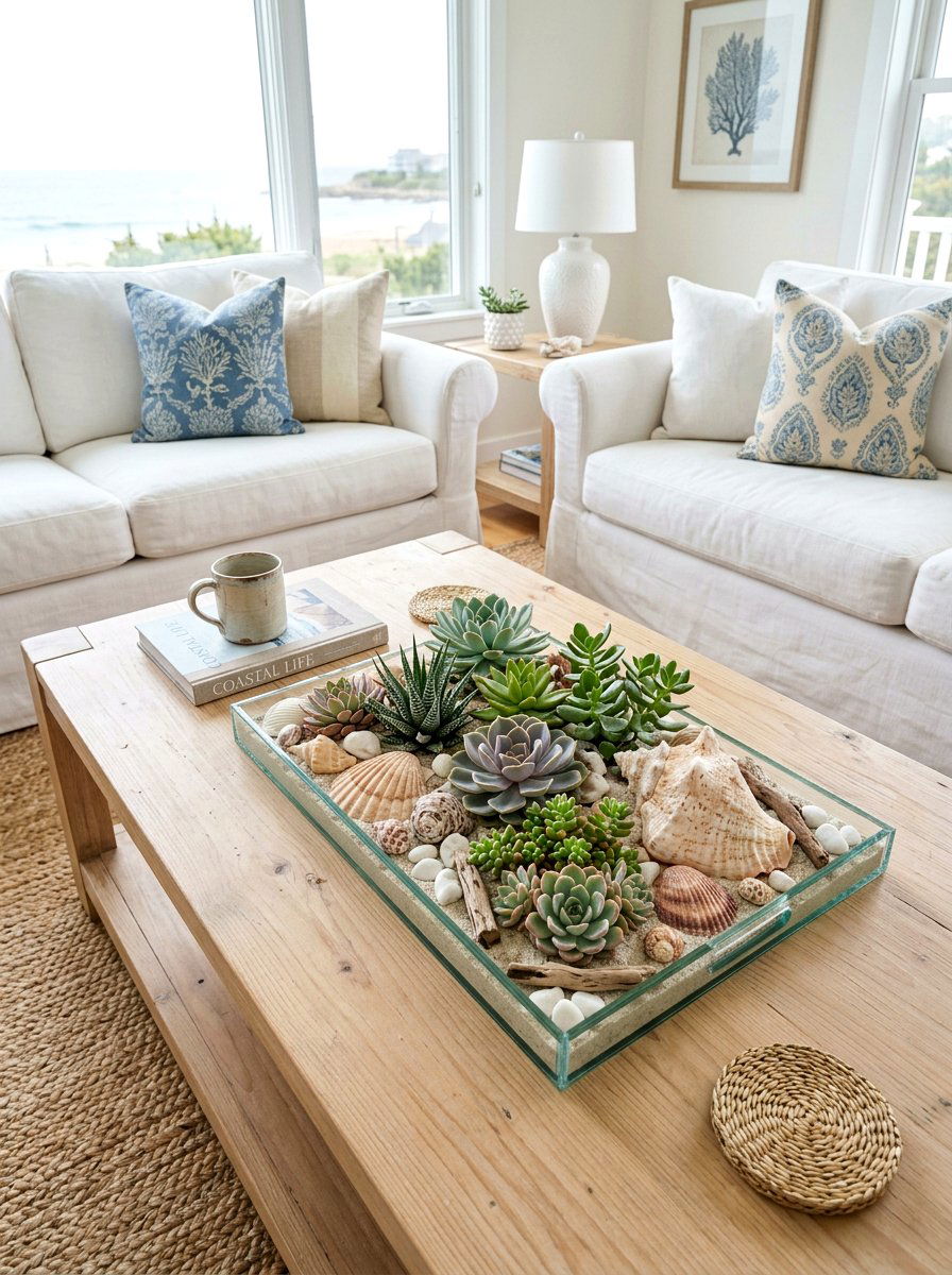 Sea Shell Succulent Garden - 25 Spring DIY Terrarium Ideas