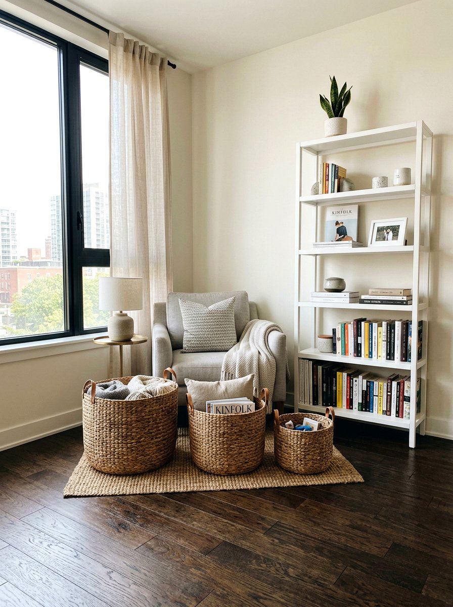 Seagrass Storage Baskets - 25 Spring Condo Decor Ideas