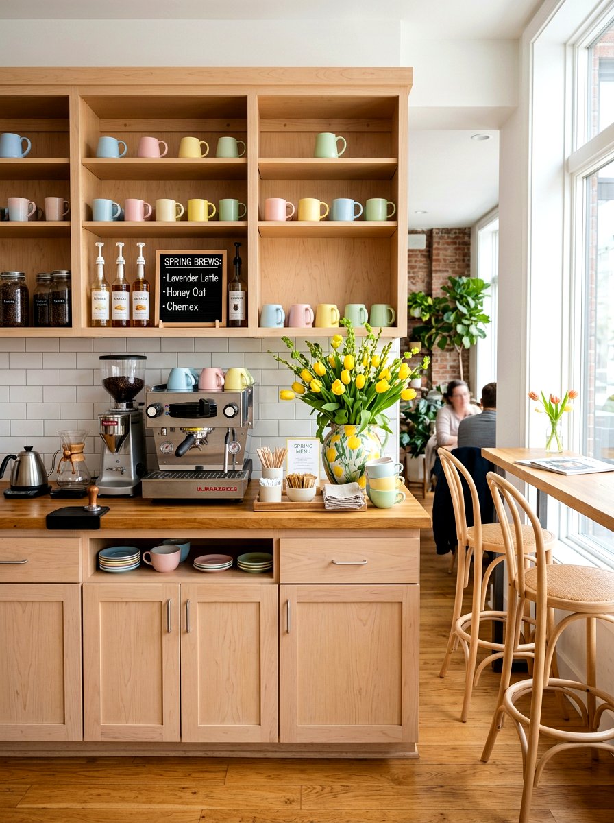 Seasonal Coffee Station - 25 Spring Waiting Room Decor Ideas