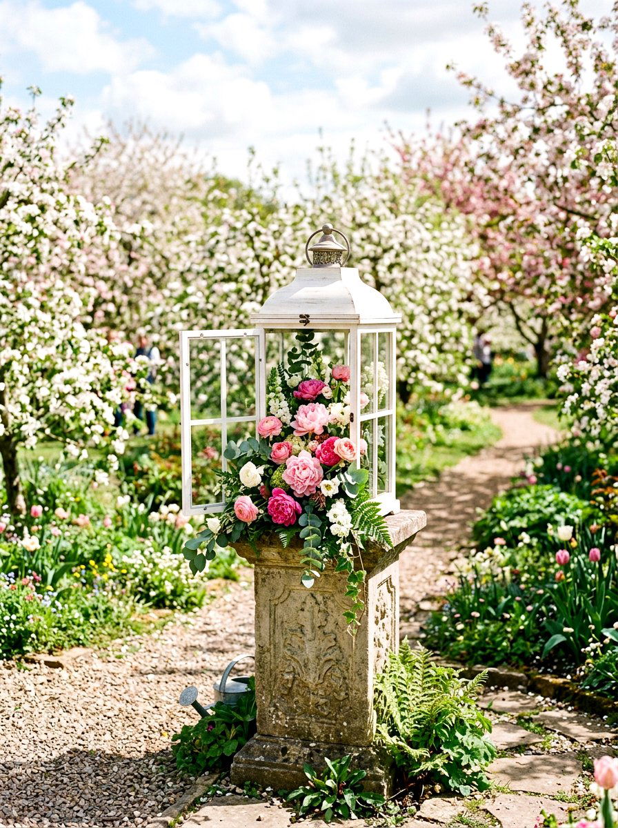 Seasonal Floral Lantern - 25 Spring Garden Lantern Ideas