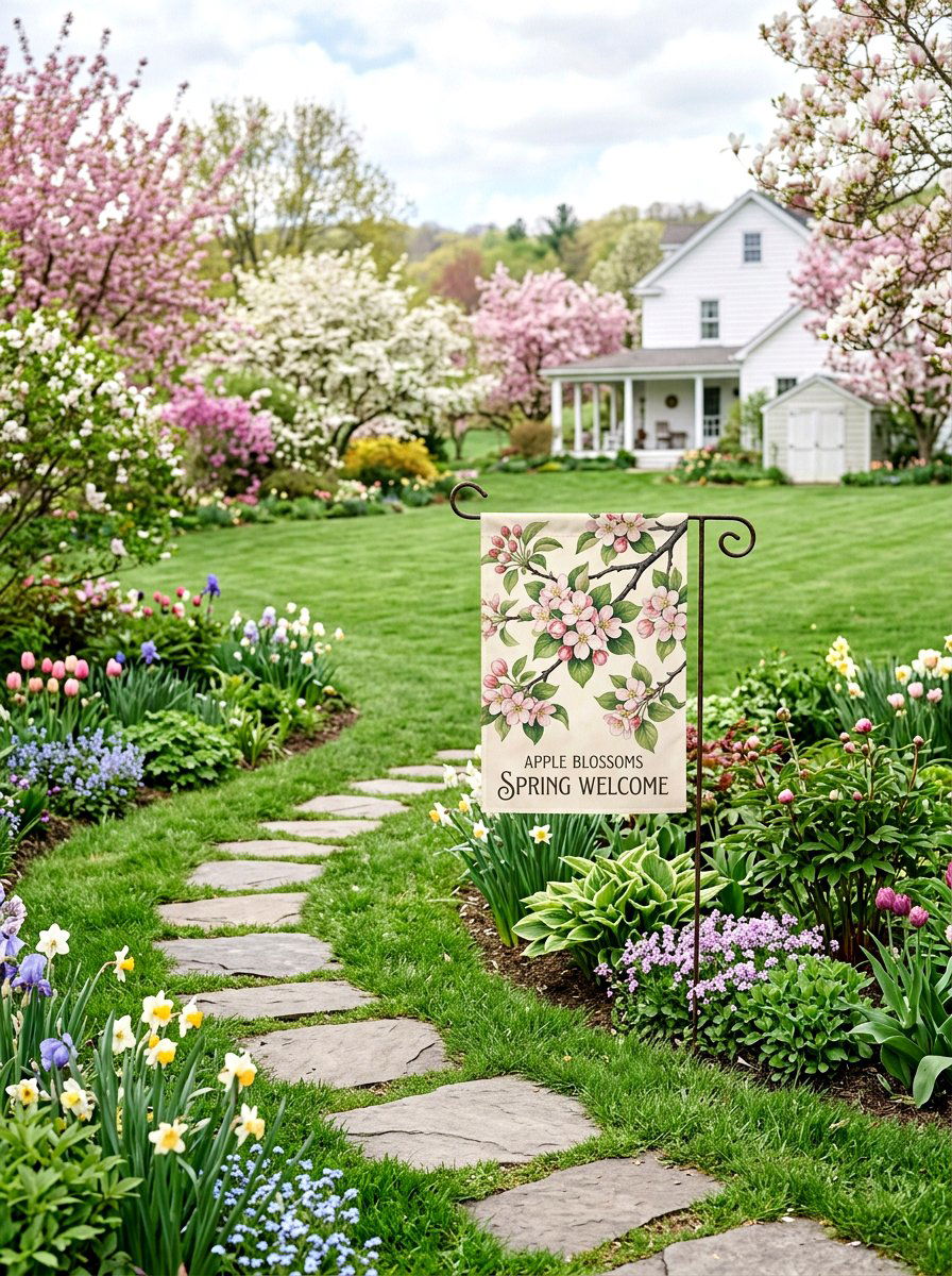 Seasonal Fruit Tree Flag - 25 Spring Yard Flag Ideas