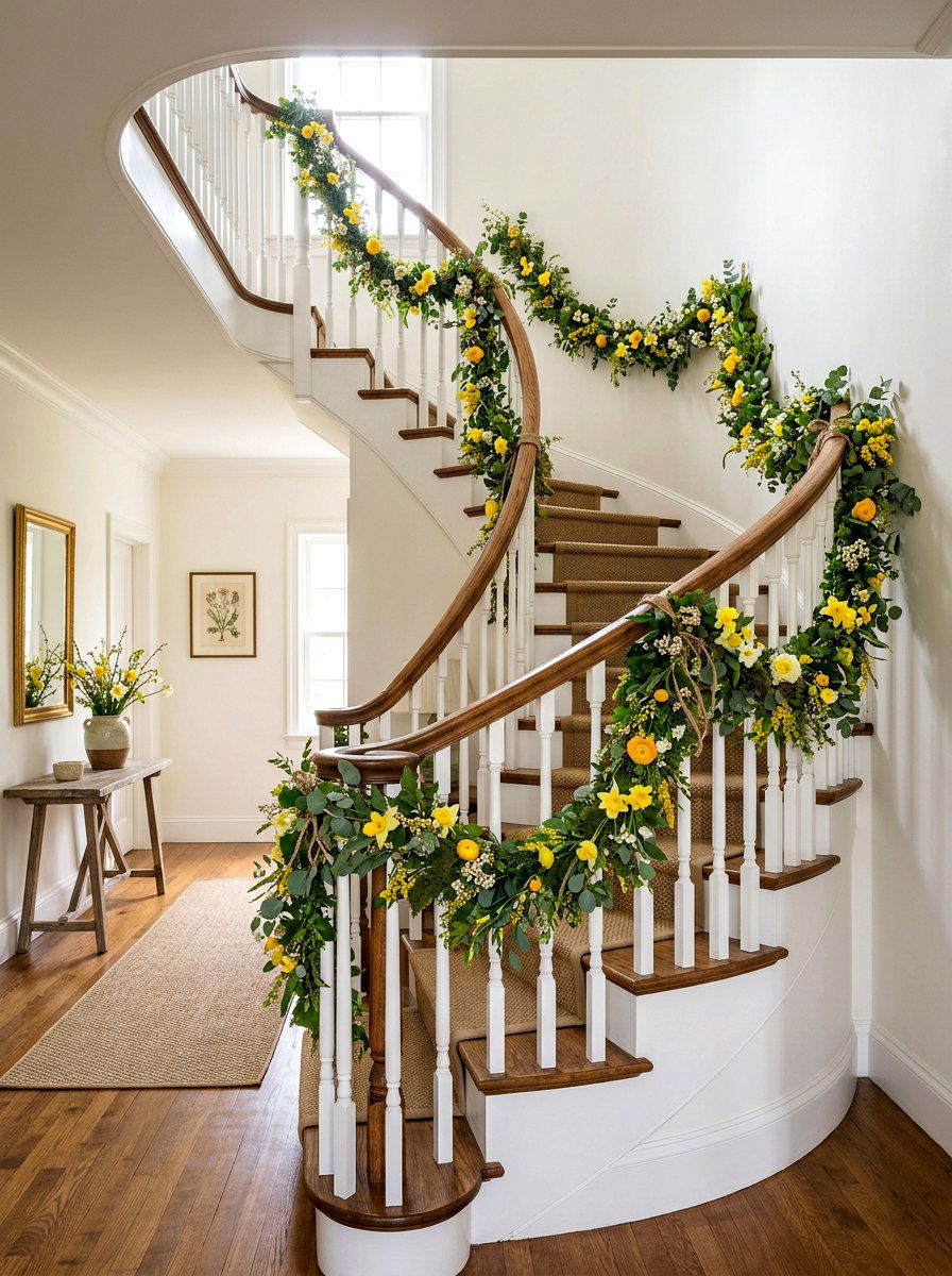 25 Unique Spring Stairway Wall Decor Ideas to Brighten Walls