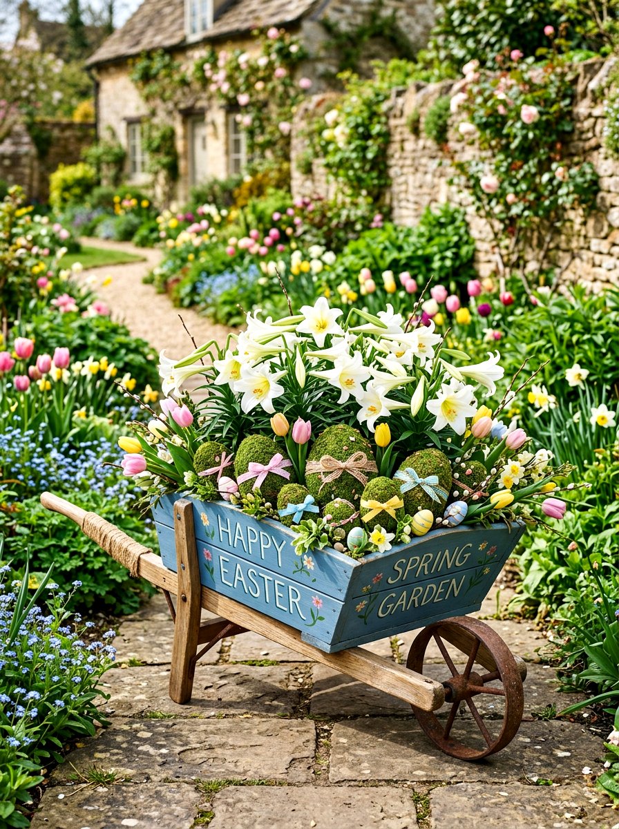 Seasonal Holiday Wheelbarrow - 25 Spring Wheelbarrow Planter Ideas