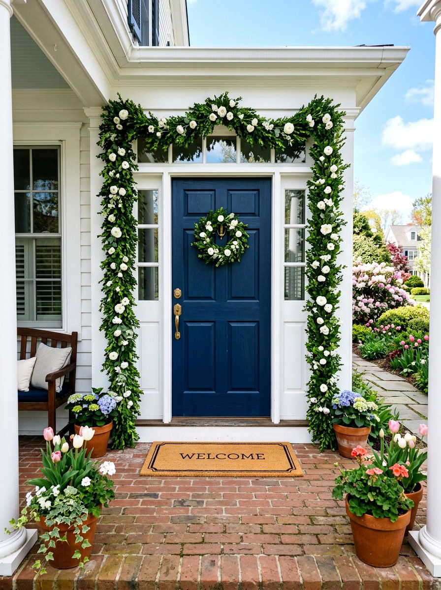 Seasonal Porch Garland - 25 Front Porch Spring Decor Ideas