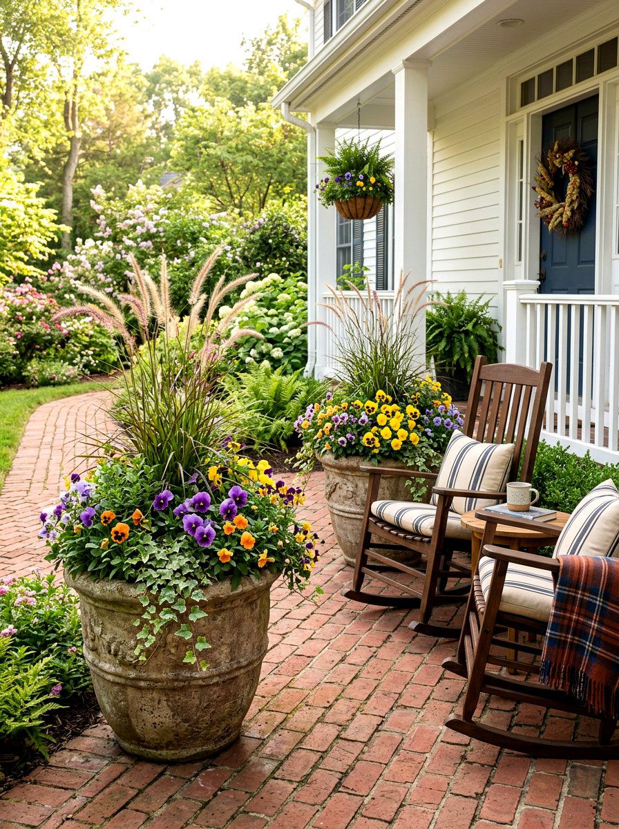 Seasonal Porch Planter - 25 Spring Porch Rocking Chair Decor Ideas