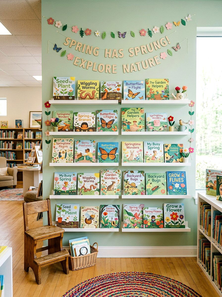 Seasonal Spring Book Display - 25 Spring Playroom Decor Ideas
