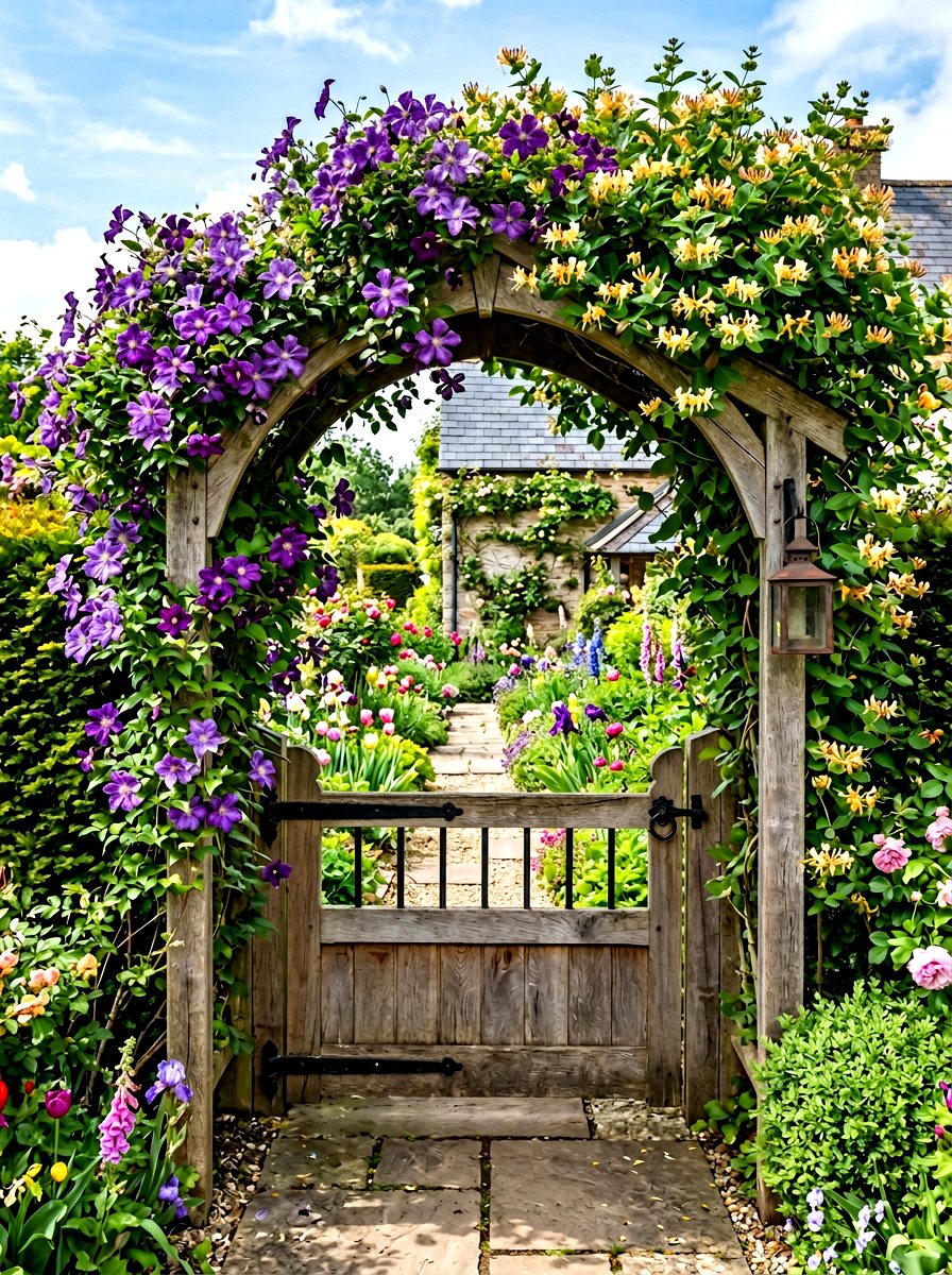 Seasonal Spring Garden Gate Arch - 25 Spring Floral Arch Ideas