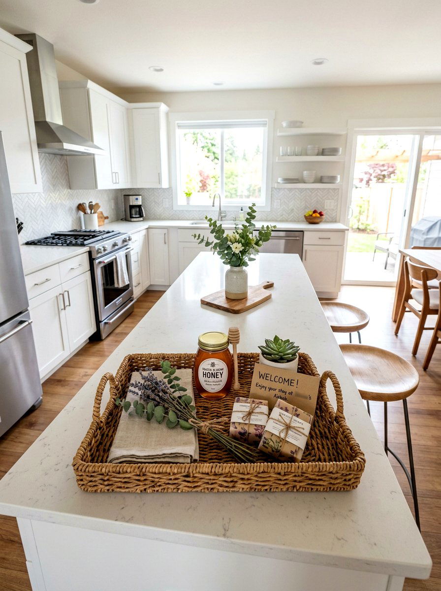 Seasonal Welcome Basket - 25 Spring Airbnb Decor Ideas