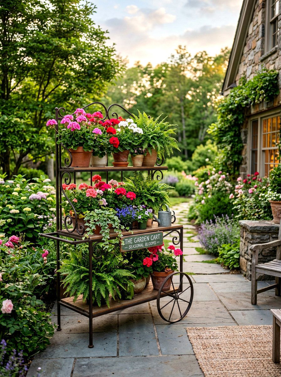 Seasonal flower cart arrangement - 25 Spring Flower Cart Decor Ideas
