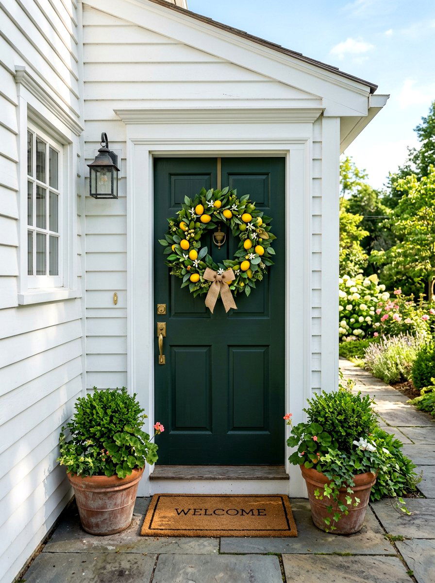 Seasonal front door citrus wreath - 25 Spring Traditional Decor Ideas