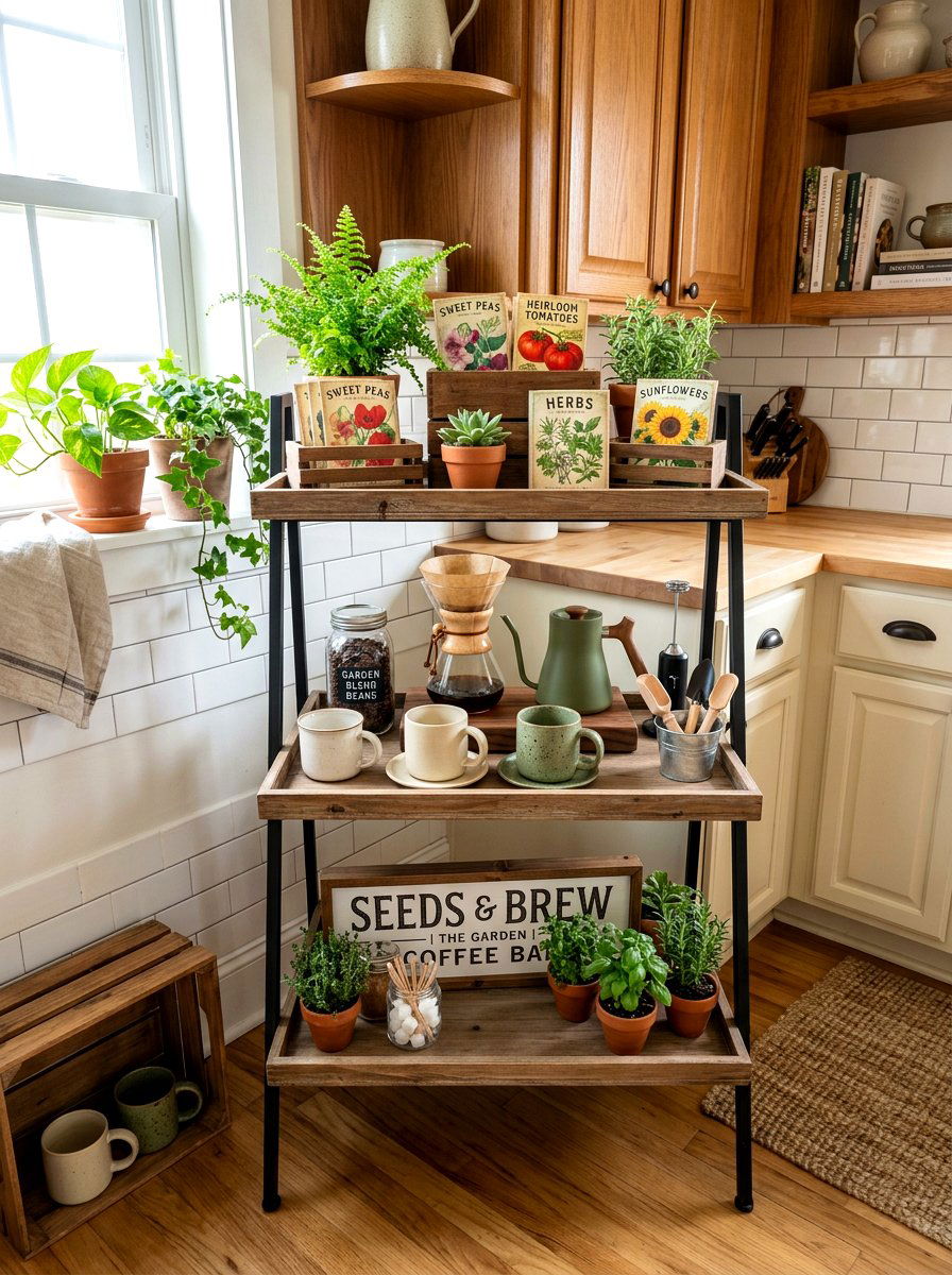Seed Packet Coffee Bar - 25 Spring Coffee Bar Tiered Tray Ideas