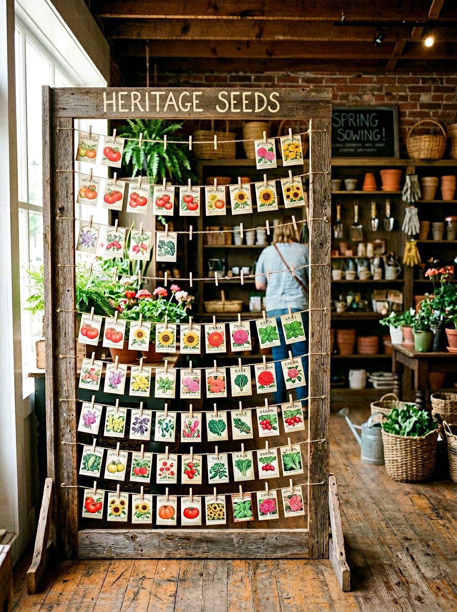 Seed Packet Display Board - 25 Spring Flower Market Ideas