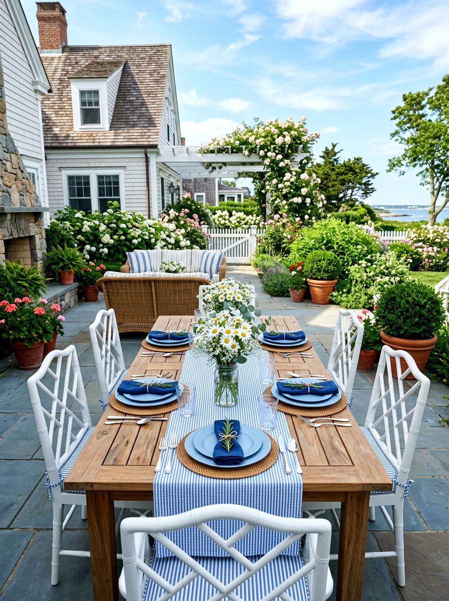 Seersucker Table Runner - 25 Spring Table Runner Ideas