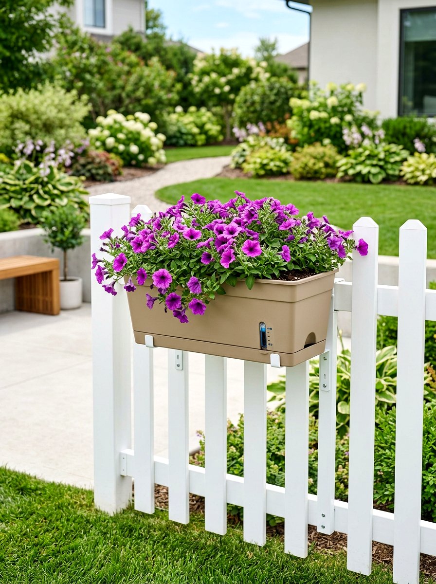 Self watering fence planter - 25 Spring Picket Fence Planter Ideas