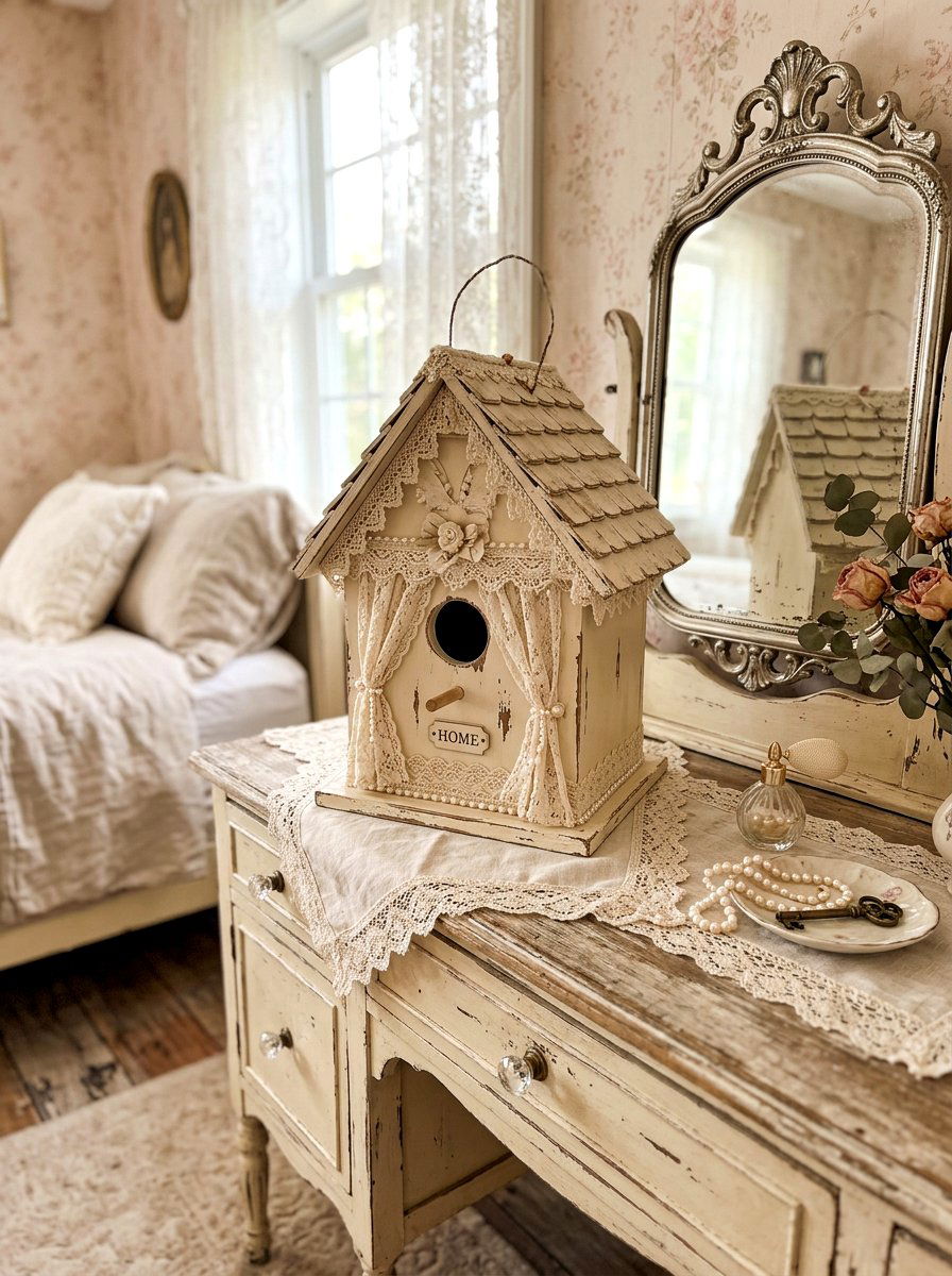 Shabby Chic Birdhouse - 25 Spring Wooden Bird Ideas