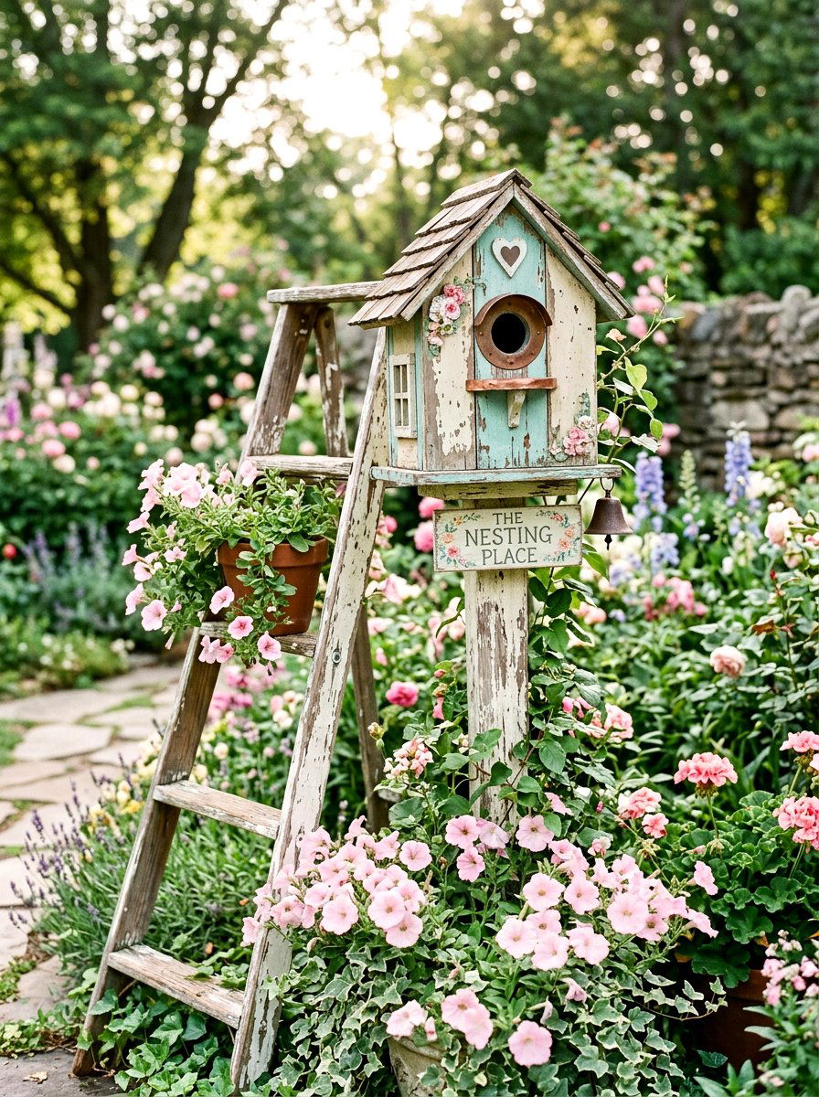 Shabby Chic Birdhouse - 25 Spring Birdhouse Decor Ideas