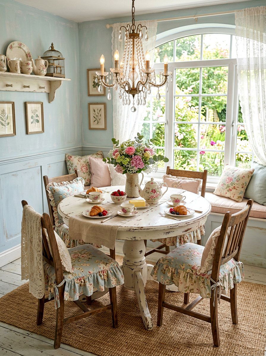 Shabby Chic Breakfast Nook - 25 Spring Breakfast Nook Decor Ideas