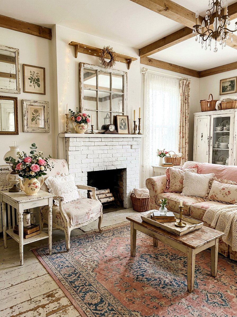 Shabby Chic Decor - 25 Spring White Brick Fireplace Ideas