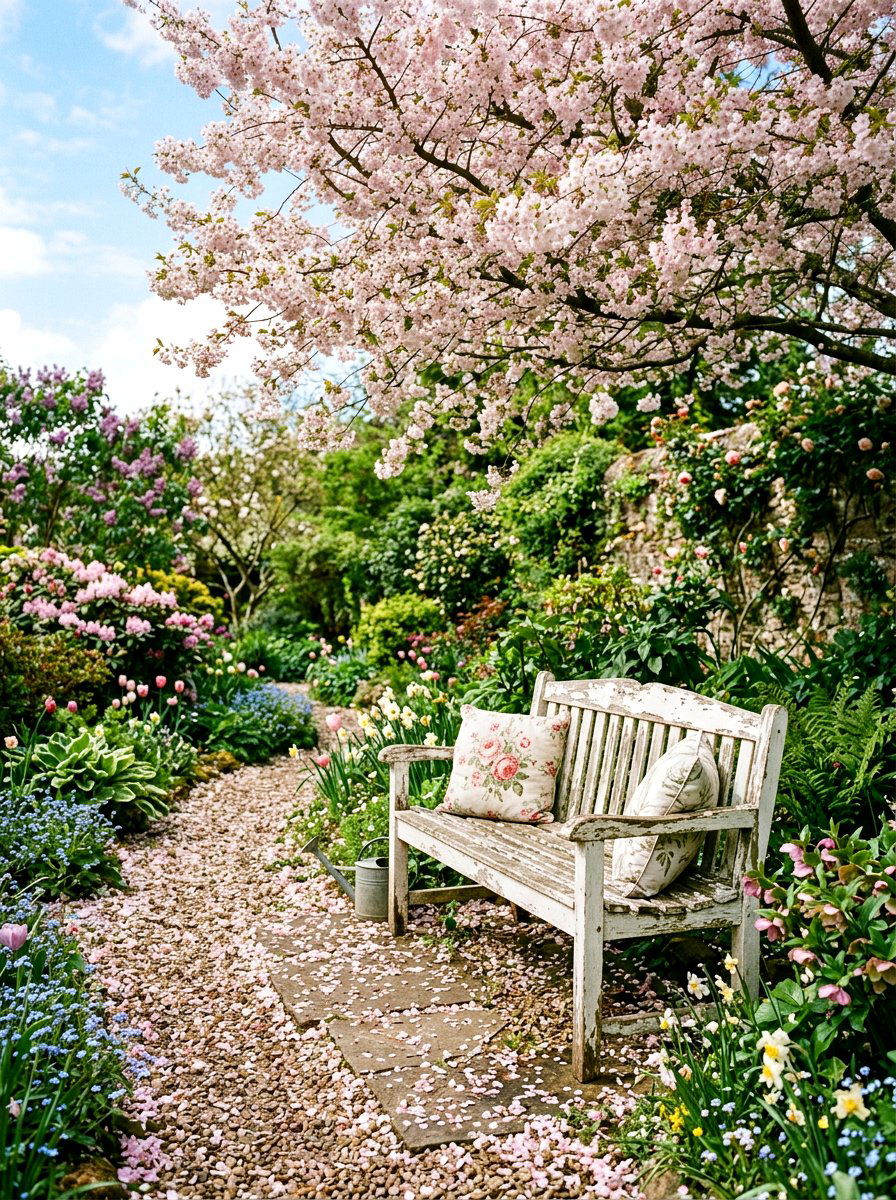 Shabby Chic Garden Bench - 25 Spring Shabby Chic Decor Ideas