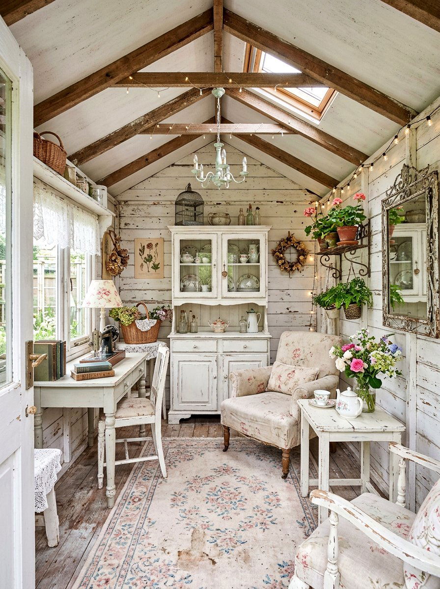 Shabby Chic Shed - 25 Spring Potting Shed Decor Ideas
