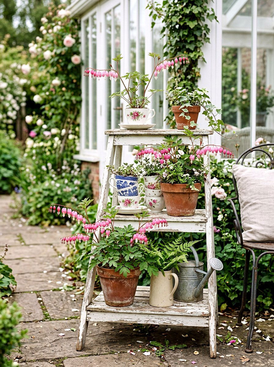 Shabby Chic Tiered Plant Stand - 25 Spring Garden Cart Display Ideas