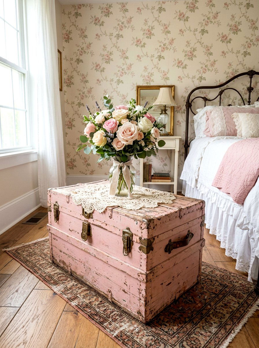 Shabby Chic Trunk - 25 Spring Trunk Decor Ideas