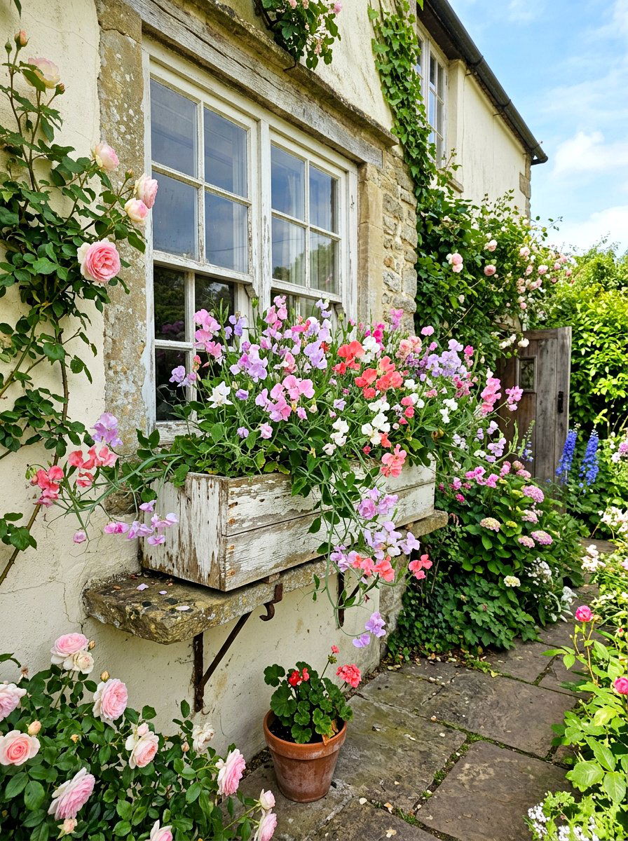 Shabby Chic Window Box - 25 Spring Planter Box Ideas