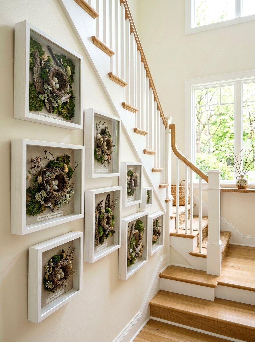 Shadow Box Frame - 25 Spring Stairway Wall Decor Ideas