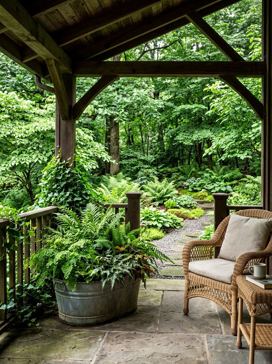 Shady Fern Garden - 25 Spring Galvanized Tub Planter Ideas