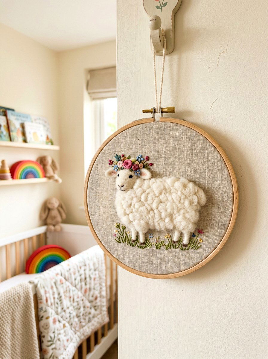 Sheep Embroidery Hoop - 25 Spring Embroidery Hoop Decor Ideas