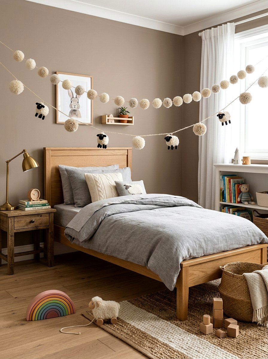 Sheep Pom Pom Garland Childrens Bedroom - 25 Spring Pom Pom Garland Ideas