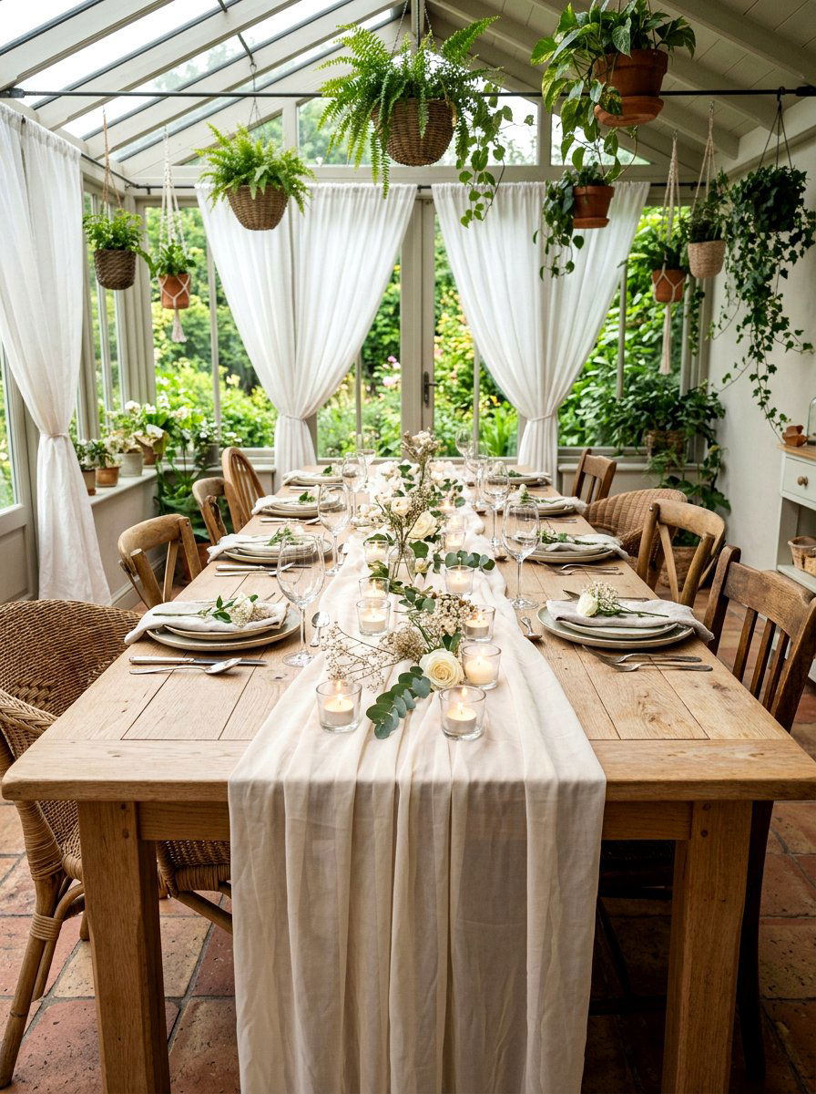 Sheer Chiffon Runner - 25 Spring Long Table Decor Ideas